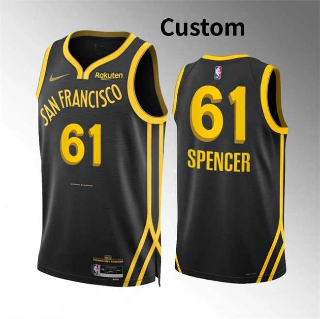 Mens Golden State Warriors Custom Black 2023-24 City Edition Stitched Basketball Jersey->customized nba jersey->Custom Jersey